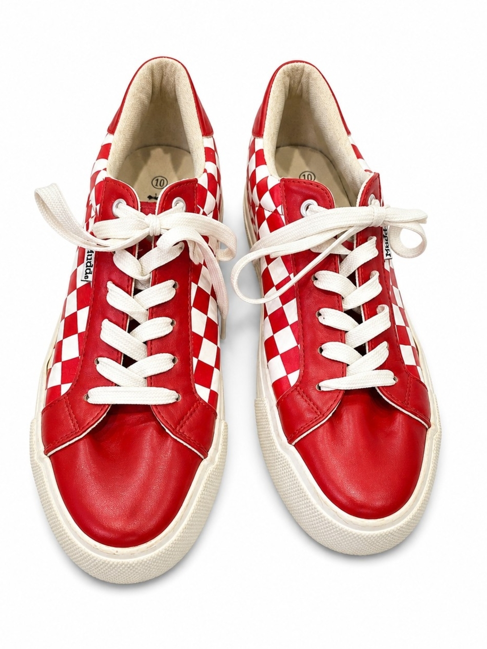 Y2K Mudd Red Checkerboard Low-Top Sneakers, Size 10